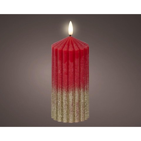 CANDELA BICOLORE ROSSO ORO LED H.15